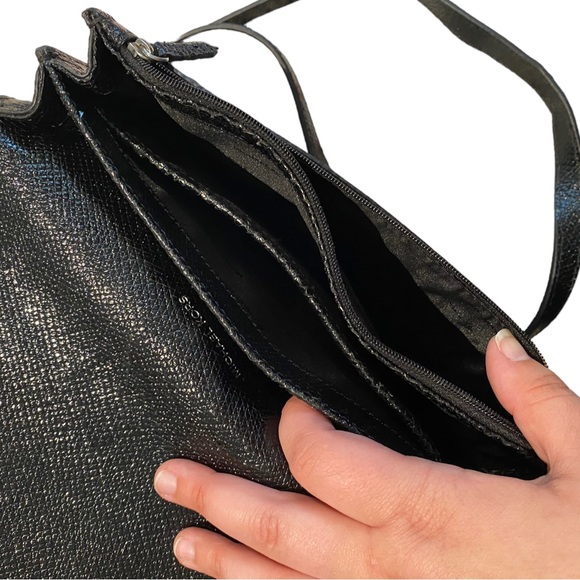 Michael Kors Black Large Gusset Crossbody Leather Purse Silver Hardware - Picture 5 of 10